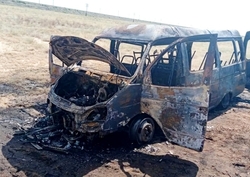 На трассе в Харабалинском районе сгорел автомобиль 